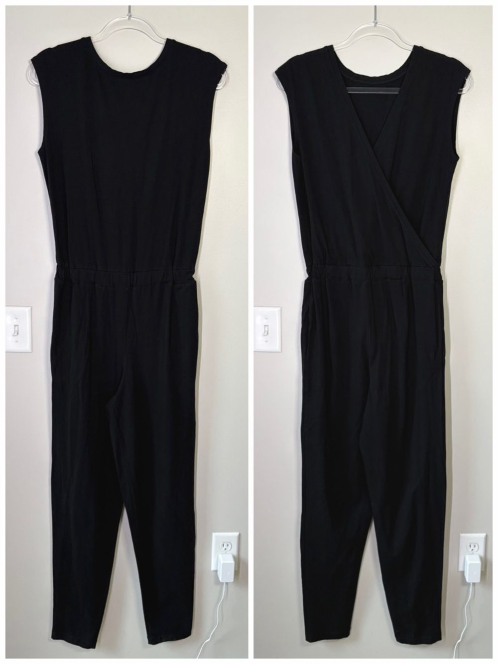 Stefanel Black Cotton Jumpsuit Travel Minimalist Casual Chic Confort